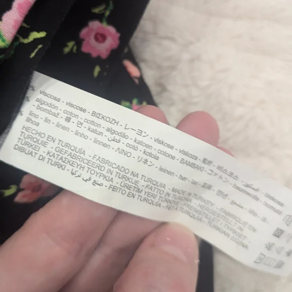 NWT ZARA Black and Pink Floral High Waisted Midi Skirt with Belt - Picture 7 of 7